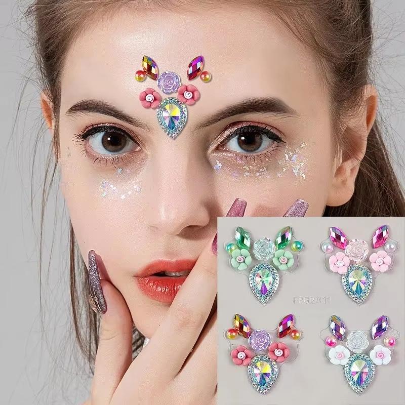 Body Jewelry Stickers - 3D Eye Face Rhinestone Stickers Shiny