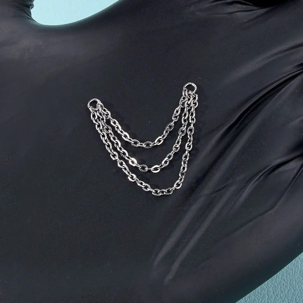 Body Jewelry Ear - Fashion Titanium Nose Chain Double Chain