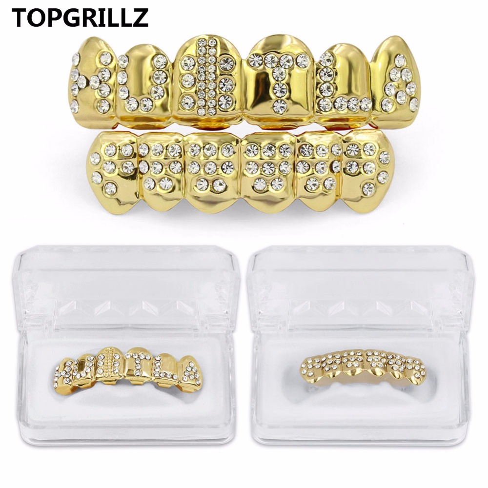 Body Jewelry Gold Plated - TOPGRILLZ Gold Color Plated Iced Out