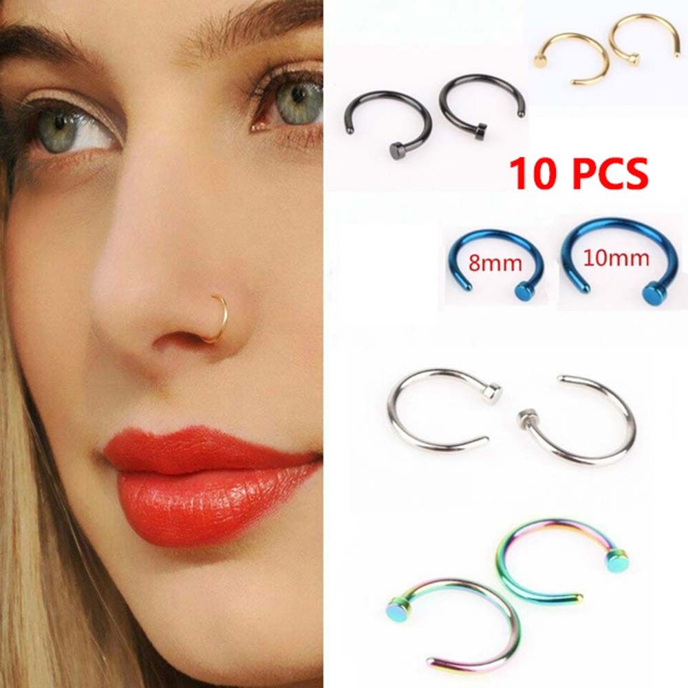 Body Jewelry Ear - 10 Pcs Thin Stainless Steel For