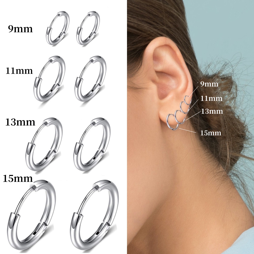 Helix Cartilage Ring - 9/11/13/15/20/25mm Solid Silver Color Round Circle