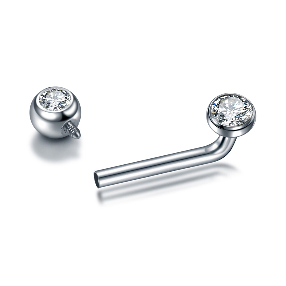1PC G23 Titanium CZ Curved Bar - Body Jewelry Vch review and price