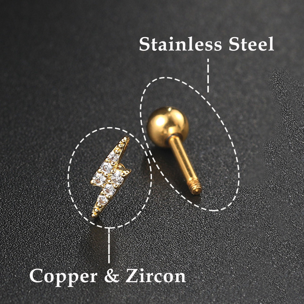 1PC Star Moon Lightning Zircon - Body Jewelry Labret review and price