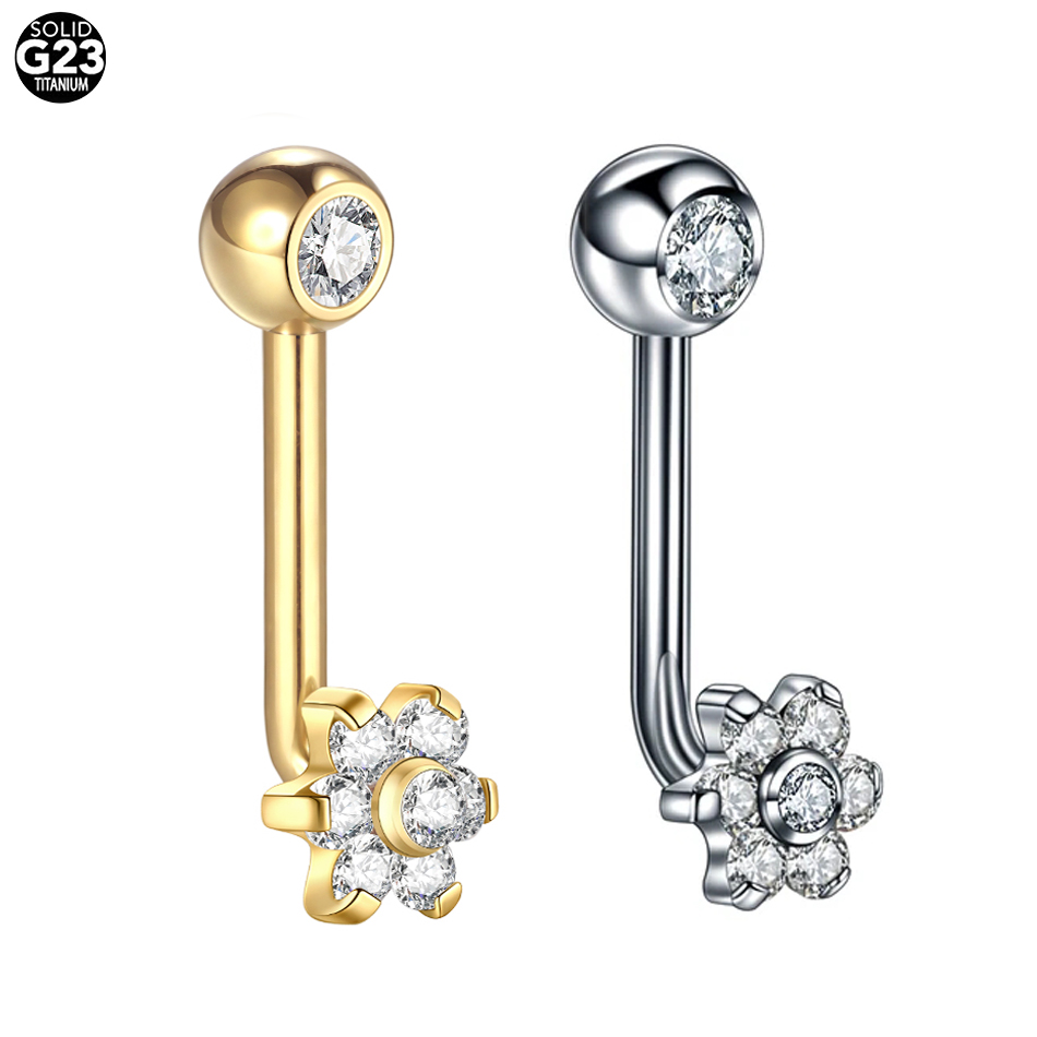 1Pc G23 Titanium Crystal Flowe - Body Jewelry Vch review and price