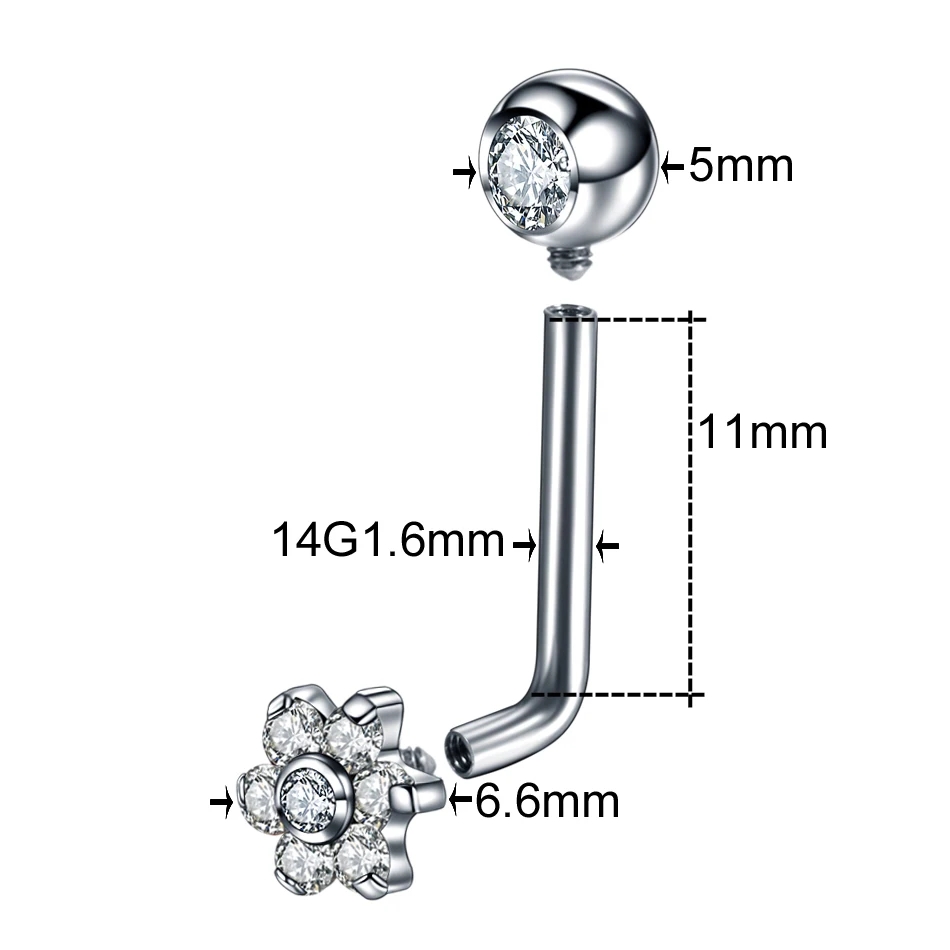 1Pc G23 Titanium Crystal Flowe - Body Jewelry Vch review and price
