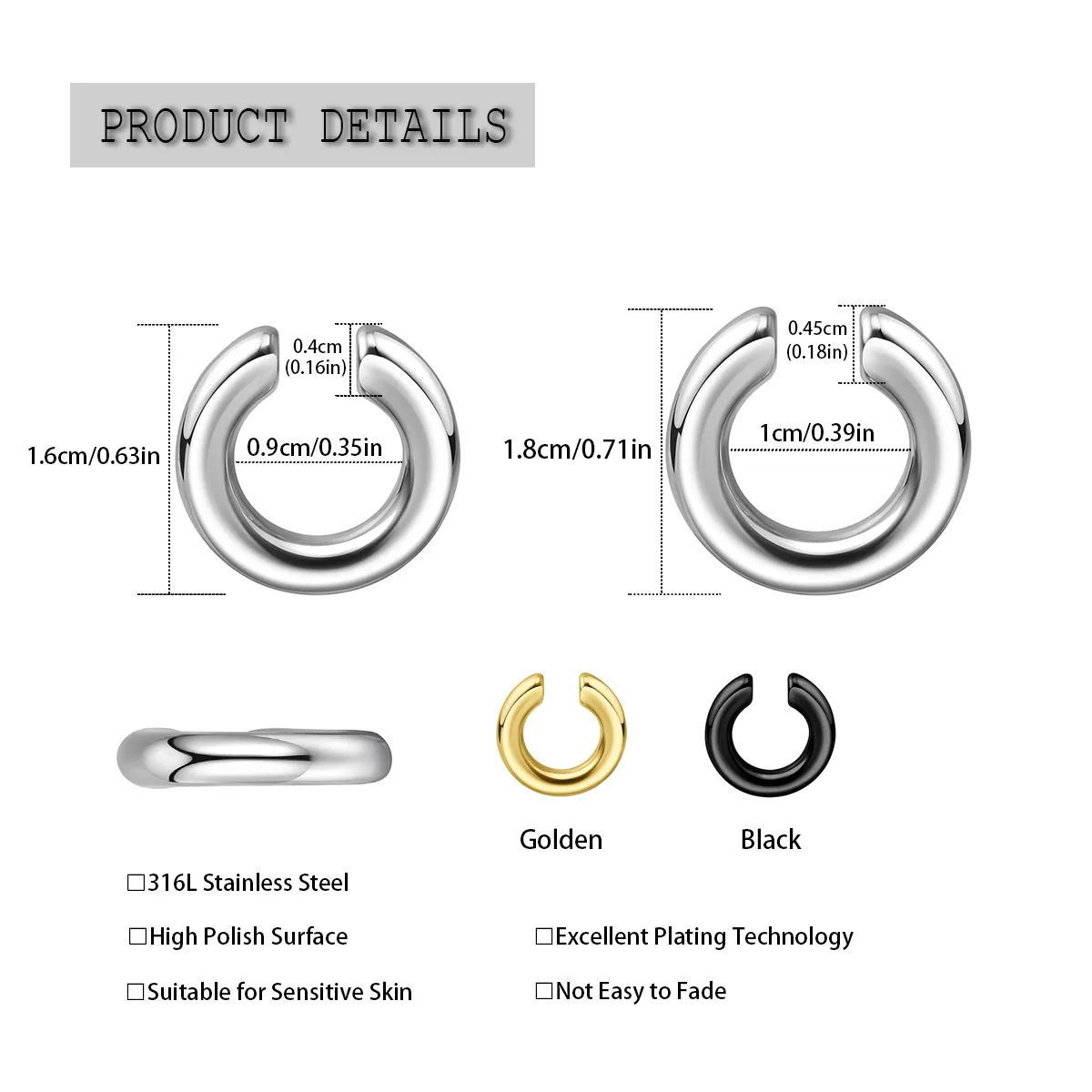 1pc Exaggerated C-Shaped Non-P - Body Jewelry Ear review and price