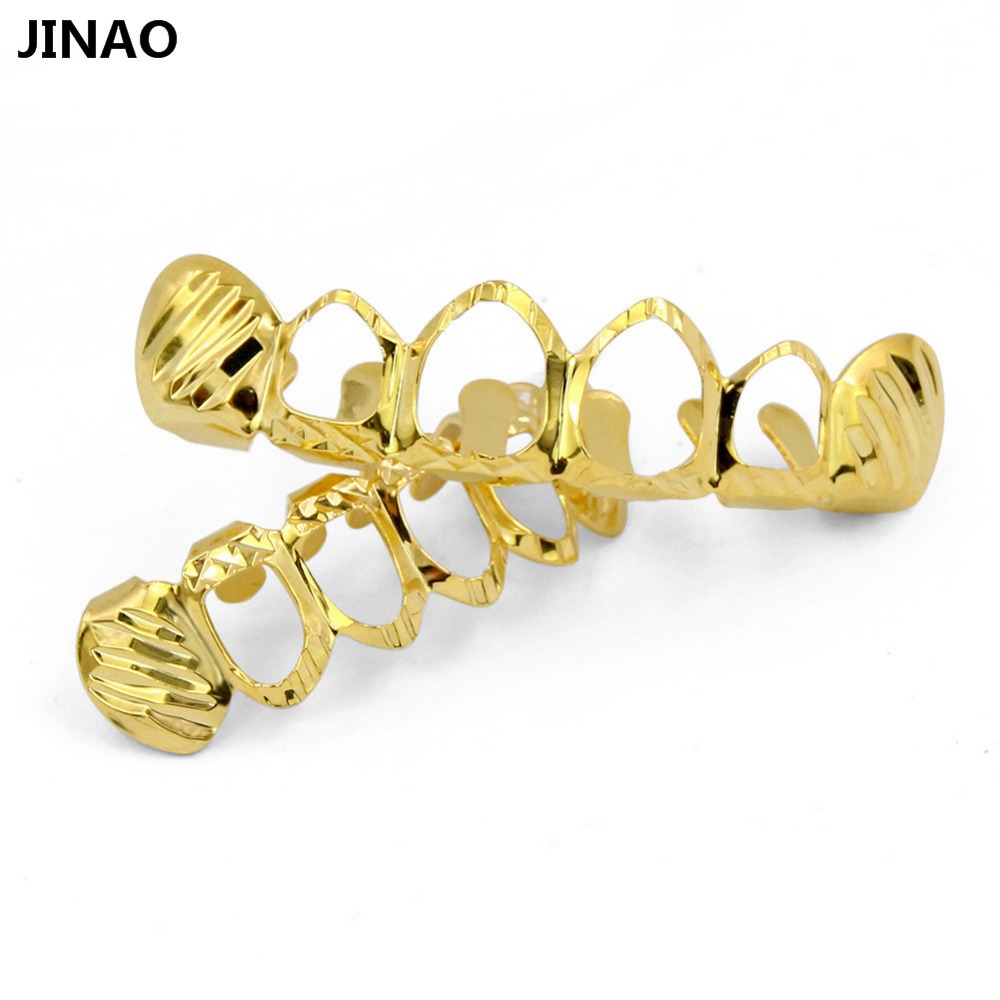 JINAO New Fit D-Cut Grillz Set - Body Jewelry Gold Plated review and price