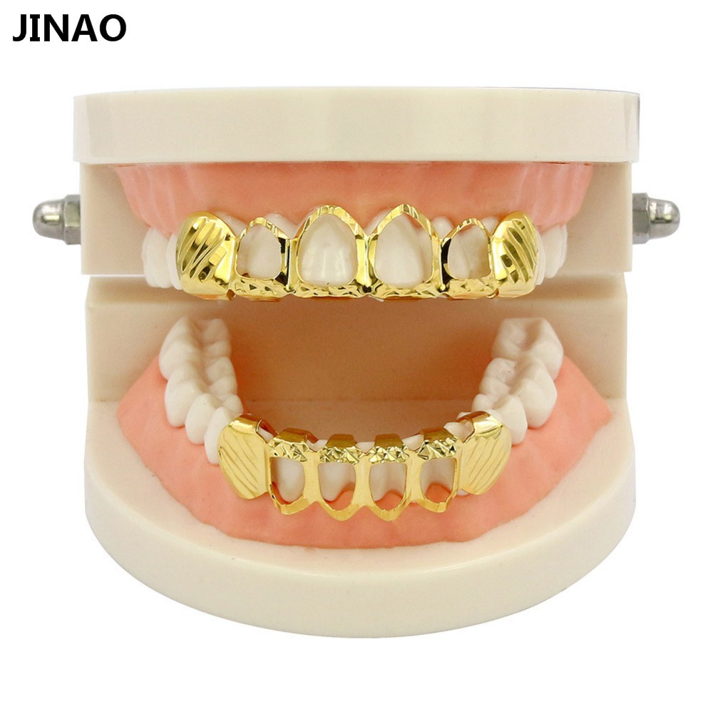 JINAO New Fit D-Cut Grillz Set - Body Jewelry Gold Plated review and price