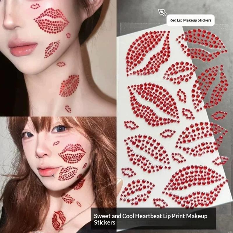 1 Sheet Realistic Red Kiss Lip - Body Jewelry Stickers review and price
